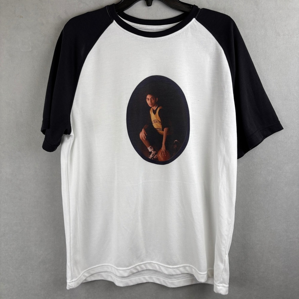 George Mens Raglan Custom Graphic T-Shirt White‎ Basketball Humor Team Spirit L